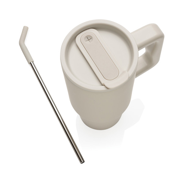 Mug 900ml en acier inoxydable recyclé Embrace RCS - Beige