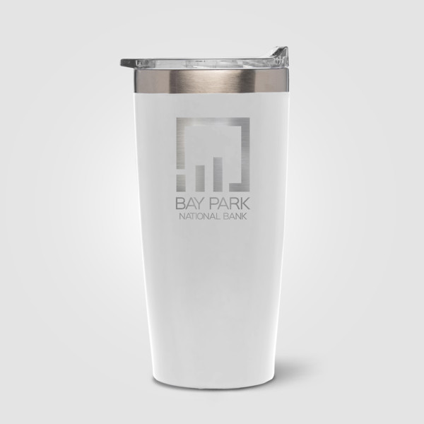 Eldur Gobelet Isotherme Double Paroi en Acier Inoxydable - 530 ml - Blanc / Sérigraphie