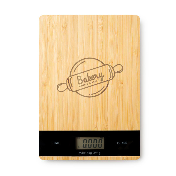 Báscula de cocina digital personalizada con carcasa de bambú 5 kg