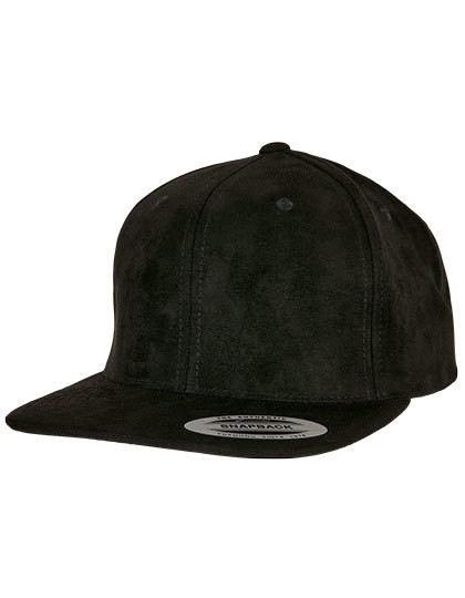 Suede Leather Snapback - Black / One Size