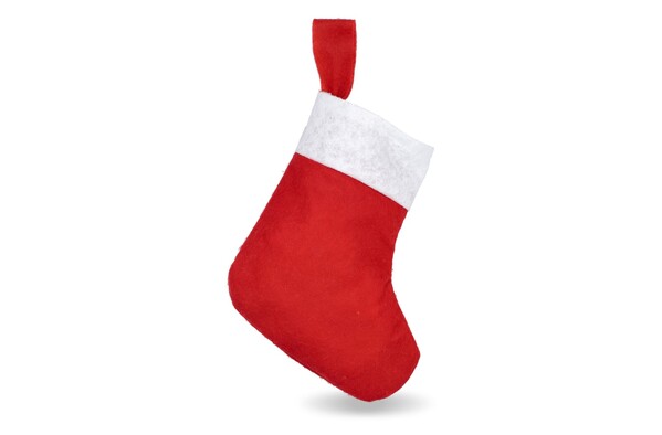 Bas de Noël en feutre 20 cm - Blanc / Rouge