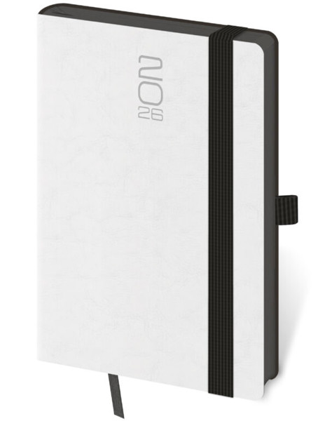 Vreckový diár Memory biely s gumičkou