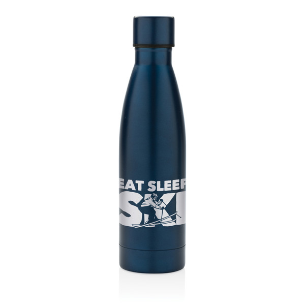 Bouteille iso couleur pleine en acier inoxydable recyclé RCS - Bleu Marine