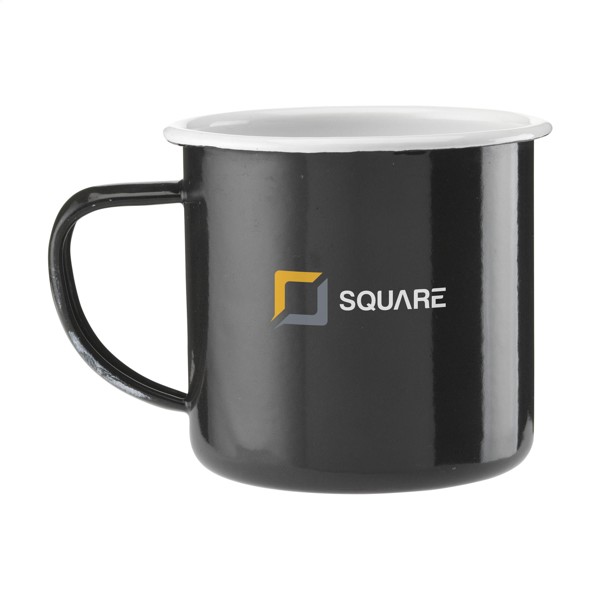 Retro Mug Émail 350 ml - Blanc / Noir