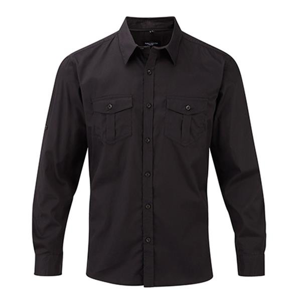 Camisa Homem Manga Comprida 130G - 100% Sarja - Algodão - Preto / S