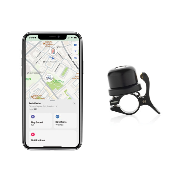 Pedalfinder bike bell with worldwide locating