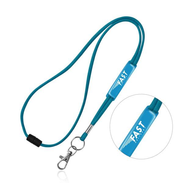 Lanyard Tubular Em Poliéster Com Ajuste Em Pvc, Fecho De Segurança E Mosquetão