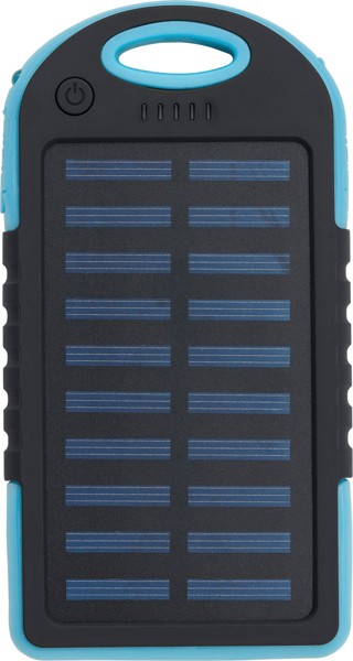Power bank solaire en ABS et gomme Arin - bleu