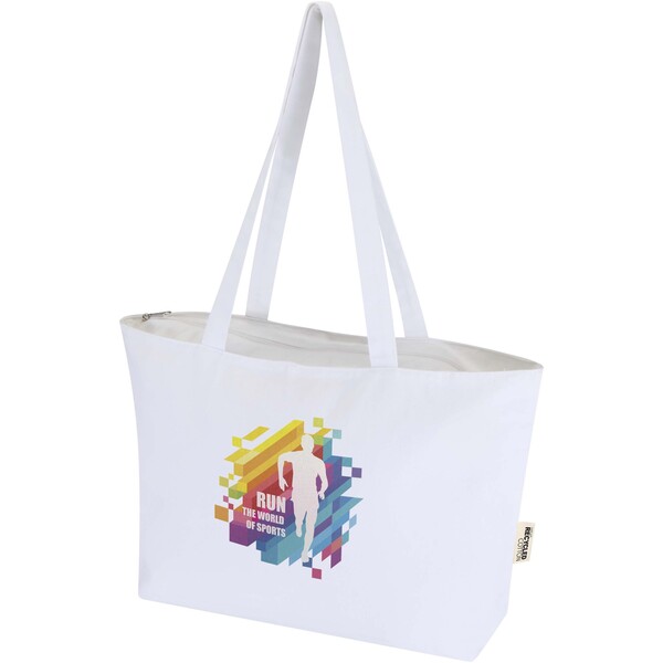 Ningbo 320 g/m² zippered cotton tote bag 15L - White