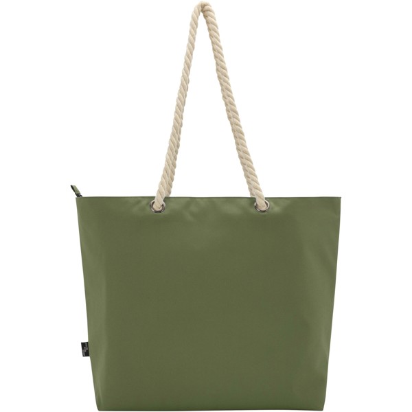 Sac shopping Panama recyclé GRS isotherme de plage avec poignées en cordelette 23L - Olive