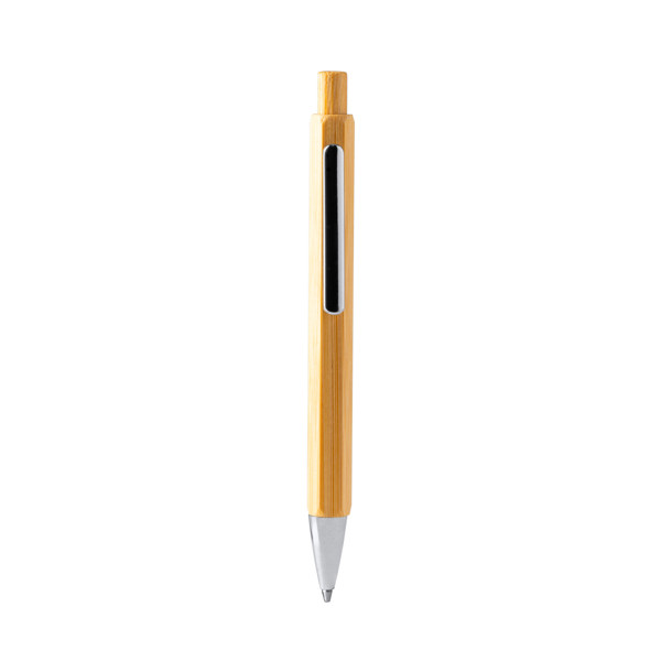 Personalised bamboo hexagonal pen with chrome details