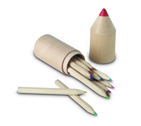 12 pencils in wooden box Coloret