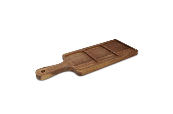 InSideOut Planche de service en bois avec 3 bols en céramique - Ecru