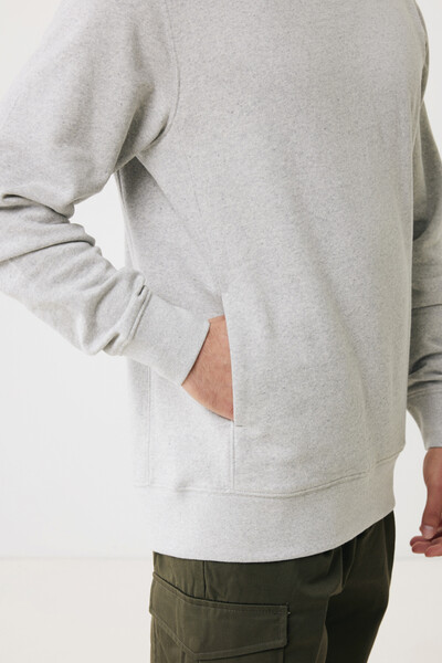 Mikina s kapucí a bočními kapsami Iqoniq Yengo z rec. bavlny - Light Heather Grey / 4XL