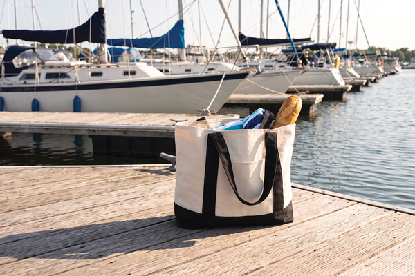 SHOP LOCAL AWARE™ recyklovaná bavlnená taška tote s gramážou - Čierna
