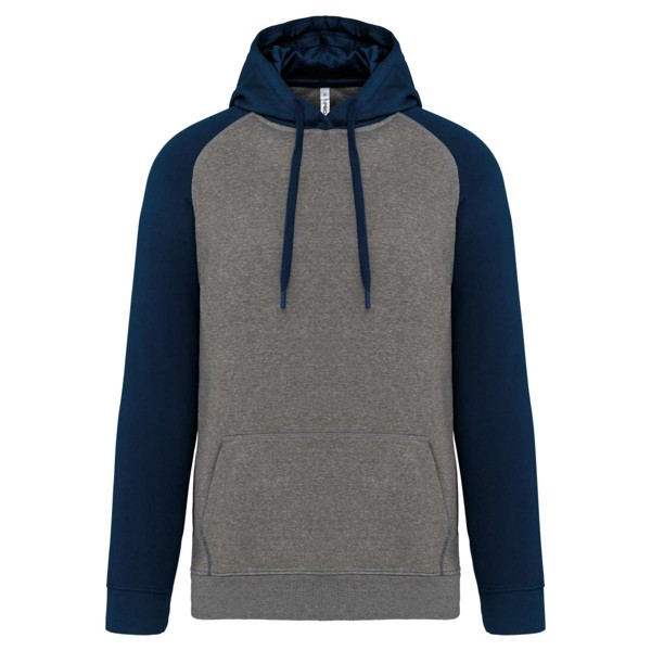Adult Two-Tone Hooded Sweatshirt - Grey Heather / Sporty Navy / XS