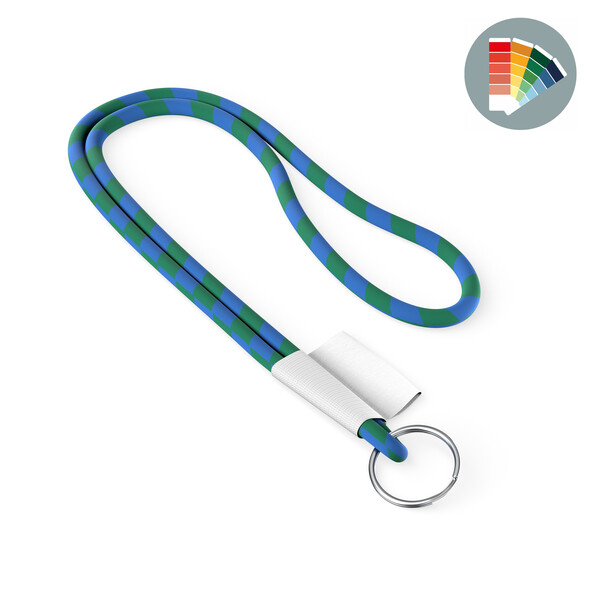 Lanyard cordon en polyester 2 tons avec étiquette en quadrichromie - PMS personnel / PMS personnel / Anneau crochet