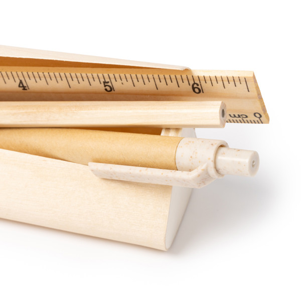 Personalised natural wood writing set with case 5 pieces