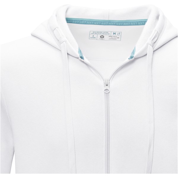 Ruby men’s organic recycled full zip hoodie - White / 2XL