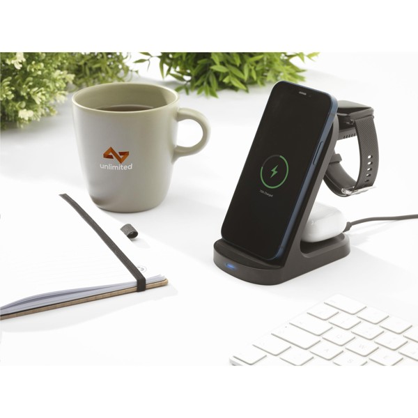 Triple-Up RCS Recycled ABS Wireless Charger Stand