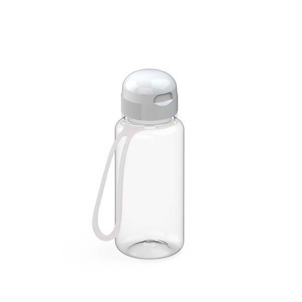 Drink Bottle "Sports" Clear-Transparent Incl. Strap 0.4 L - Transparent / White