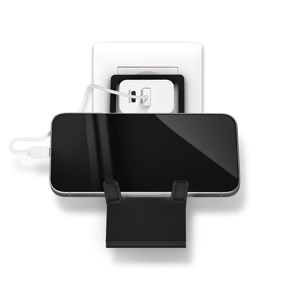 EXTRA-FLAT FOLDABLE TELEPHONE STAND made of recycled material in black color exc