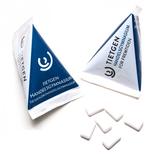 Trekant slikpose inkl. logotryk i 1 farve - Sukkerfri tyggegummi / Styk