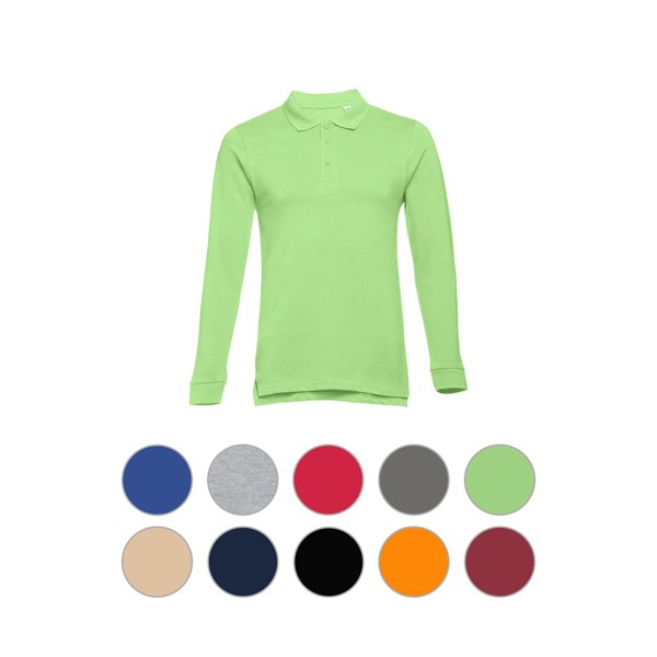 THC BERN 3XL. Langærmet poloshirt til mænd - Formørkelse Grøn / 3XL