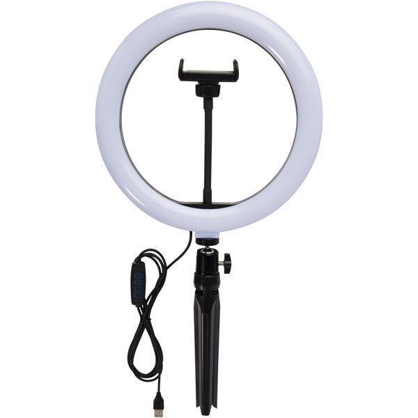 Studio ring light for selfies and vlogging with phone holder and tripod