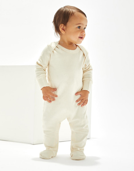 Baby Sleepsuit With Scratch Mitts - Organic Natural / 6-12