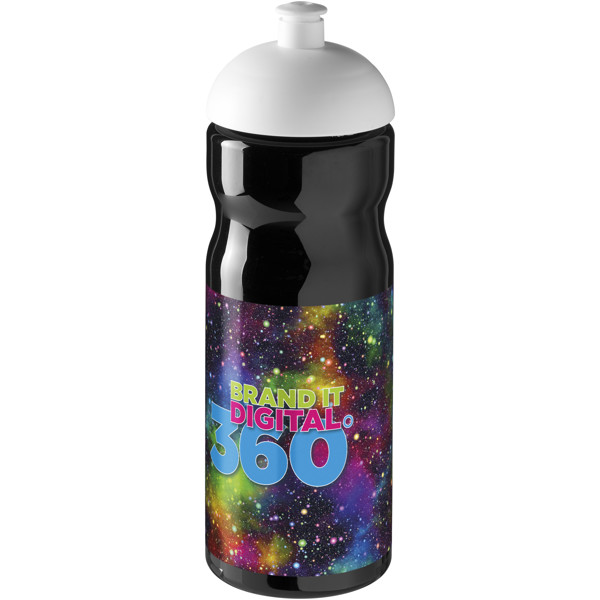 Športová fľaša H2O Base® 650 ml s kupolovitým uzáverom - Jednofarebná čierna / Biela