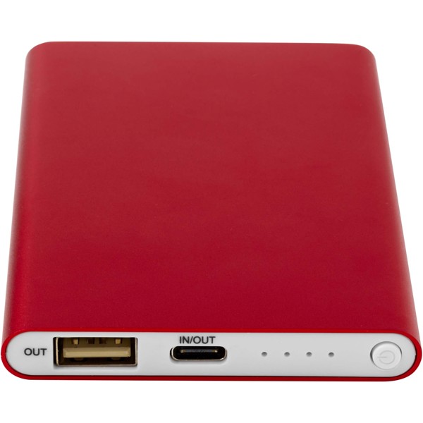 Power bank in alluminio riciclato da 4000 mAh tipo C Pep - Rosso