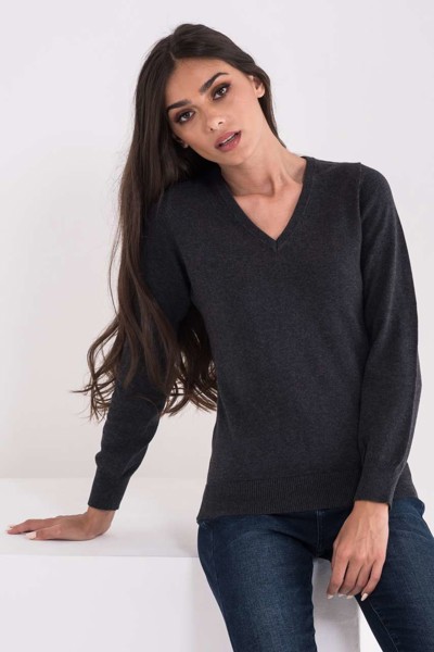 Ladies’ V-Neck Fine Gauge Cotton Pullover - XL