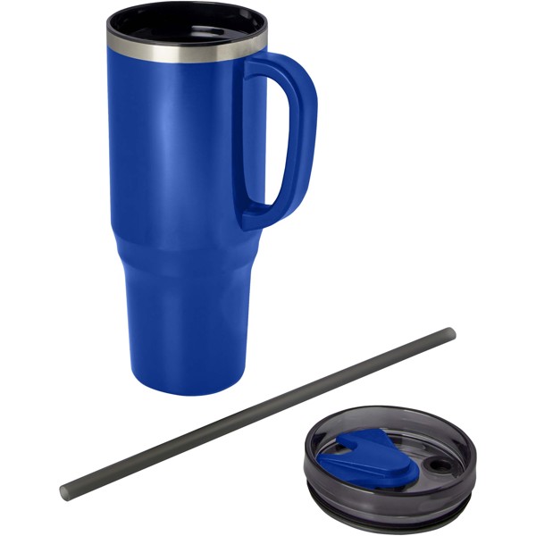 Mug isotherme Melbourne 1200 ml certifié RCS avec paille - Bleu royal
