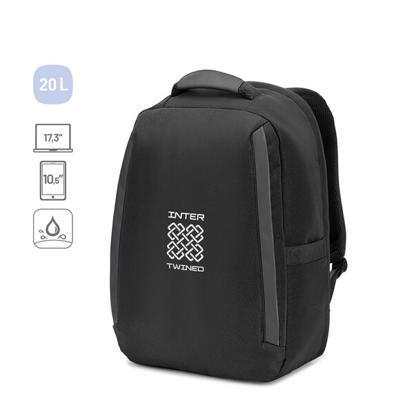 YANGON BPACK. Ruksak protiv krađe, od kepera s vodootpornim premazom i 600D recikliranim poliesterom visoke gustoće, za prijenosno računalo od 17.3"