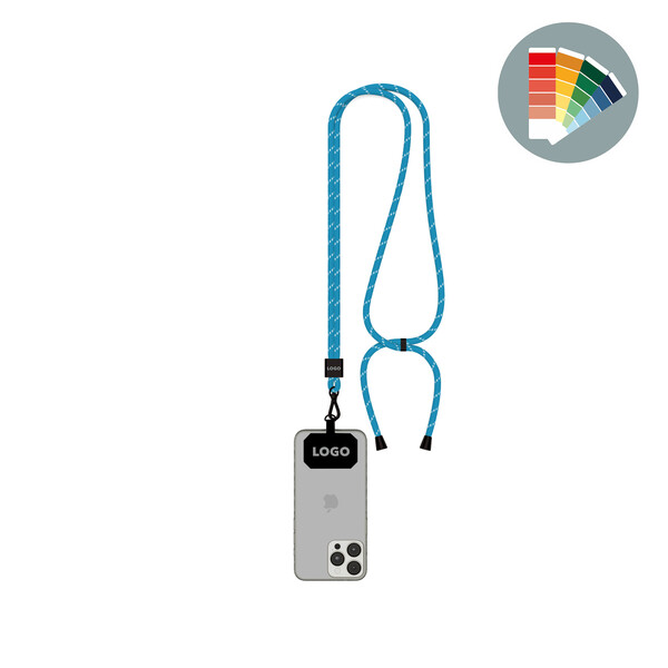 Crossbody 2-tone cord phone holder made of polyester - Own PMS / Own PMS / Black accessories