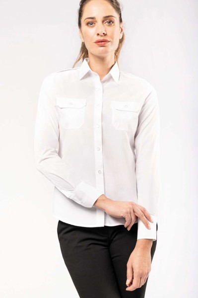 Ladies’ Long-Sleeved Pilot Shirt - White / L
