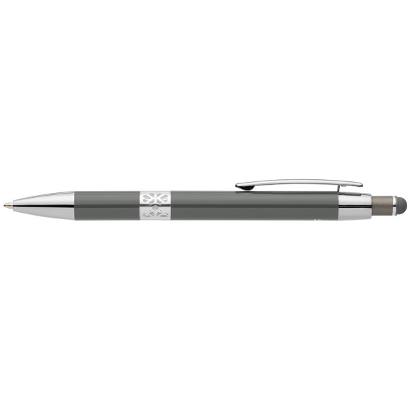 Adorn Recycled Aluminium Chrome Trim Stylus Pen - Gunmetal / 4 Colour inkjet