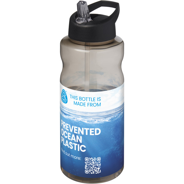 Športová fľaša H2O Active® Eco Big Base s objemom 1 l a viečkom s výtokom - Uhľová / Jednofarebná čierna
