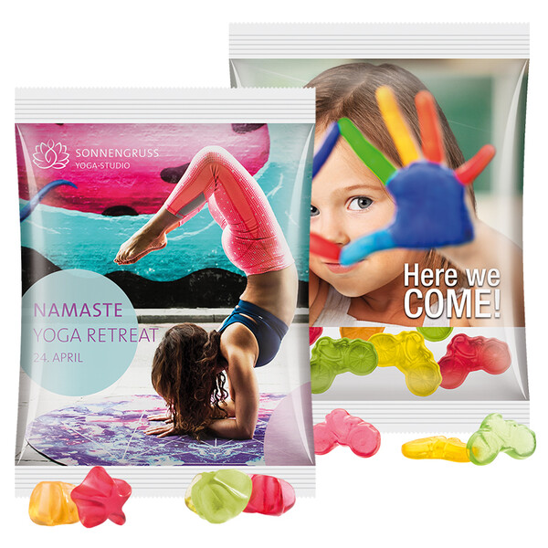 Maxi bag 50g, recyclable PaperPlus Pro white, Trolli fruit jelly gums bicycle
