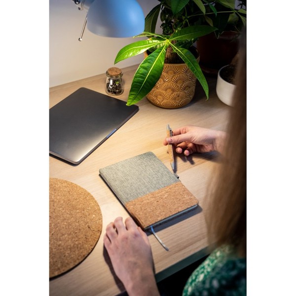 Cork notebook A5 with ball pen | Layla - grey