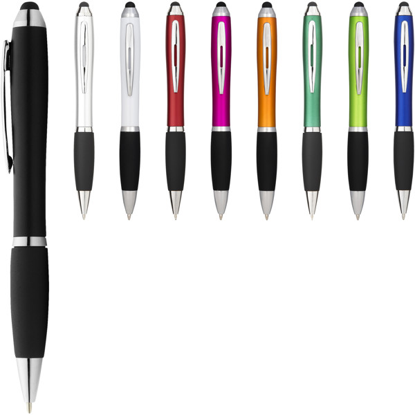 Nash coloured stylus ballpoint pen with black grip - Solid Black