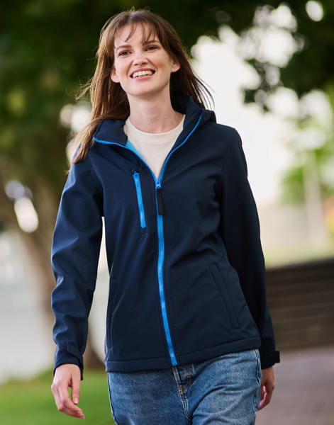 Women's Venturer 3-Layer Hooded Softshell Jacket - Black / Red / 10 (36)