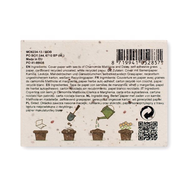 MB - Grass/seed paper memo pad Grow Me