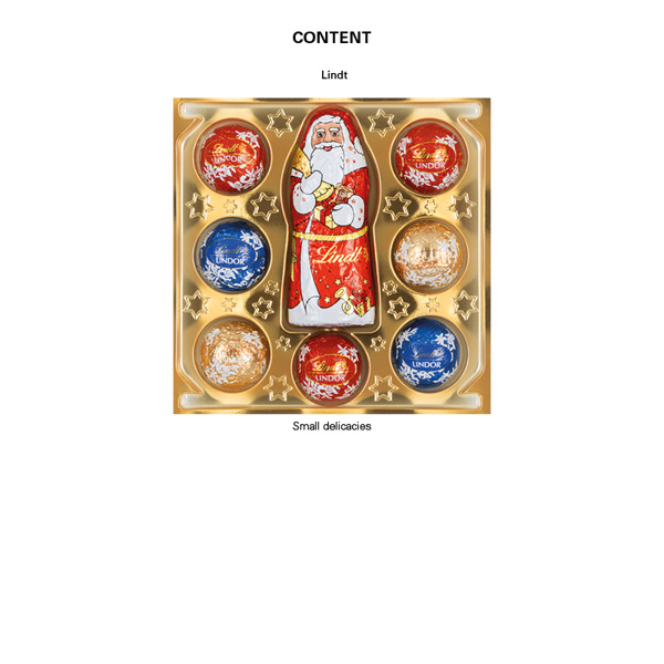 Lindt Präsent Weihnachten, Weiß / 44G / Werbeschuber Weihnachtsmütze: Karton, Weiß; Inlay: Kunststoff