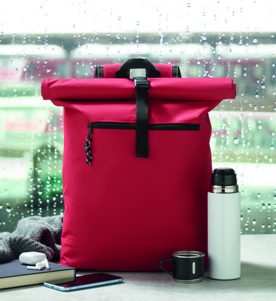 Zaino rolltop in poliestere Irea - Rosso