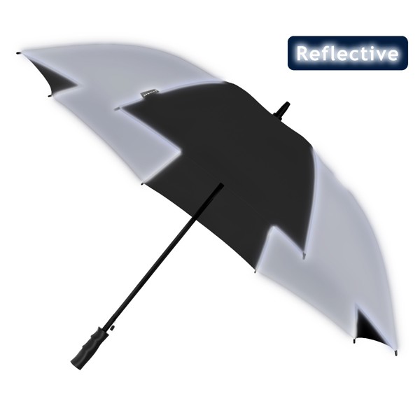 FALCONE - Parapluie avec tissue reflechissant - Automatique - Impermable au vent -  120 cm - Noir / Argent