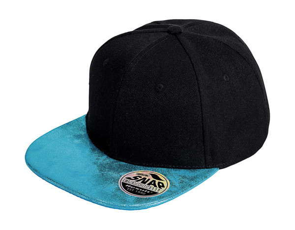Bronx Glitter Flat Peak Snapback Cap - Black / Silver / ONE SIZE