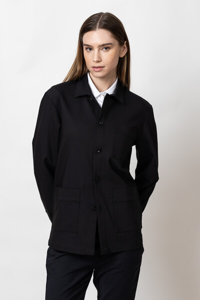 Patch pocket overshirt Black L