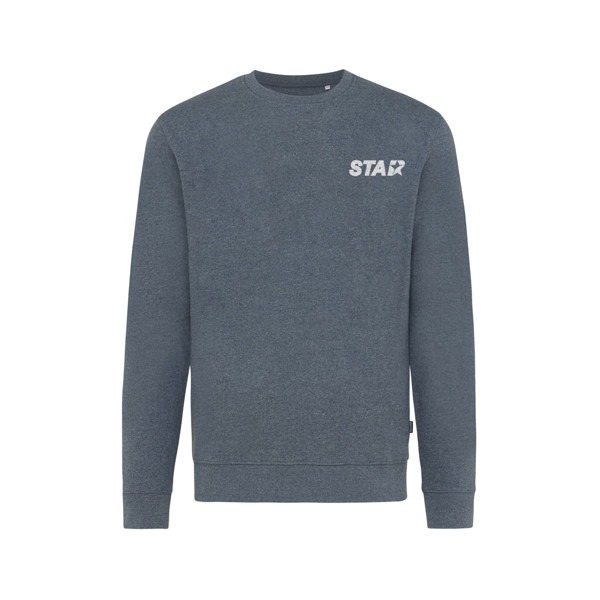 Pull à col rond en coton recyclé non teinté Iqoniq Denali - Heather Navy / XXL